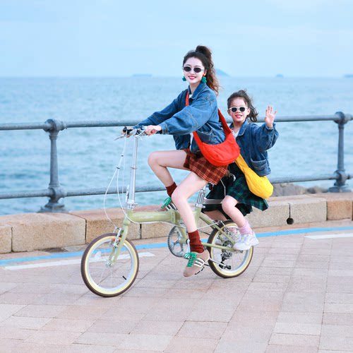 纽斯加单车带小孩折叠车超轻便携