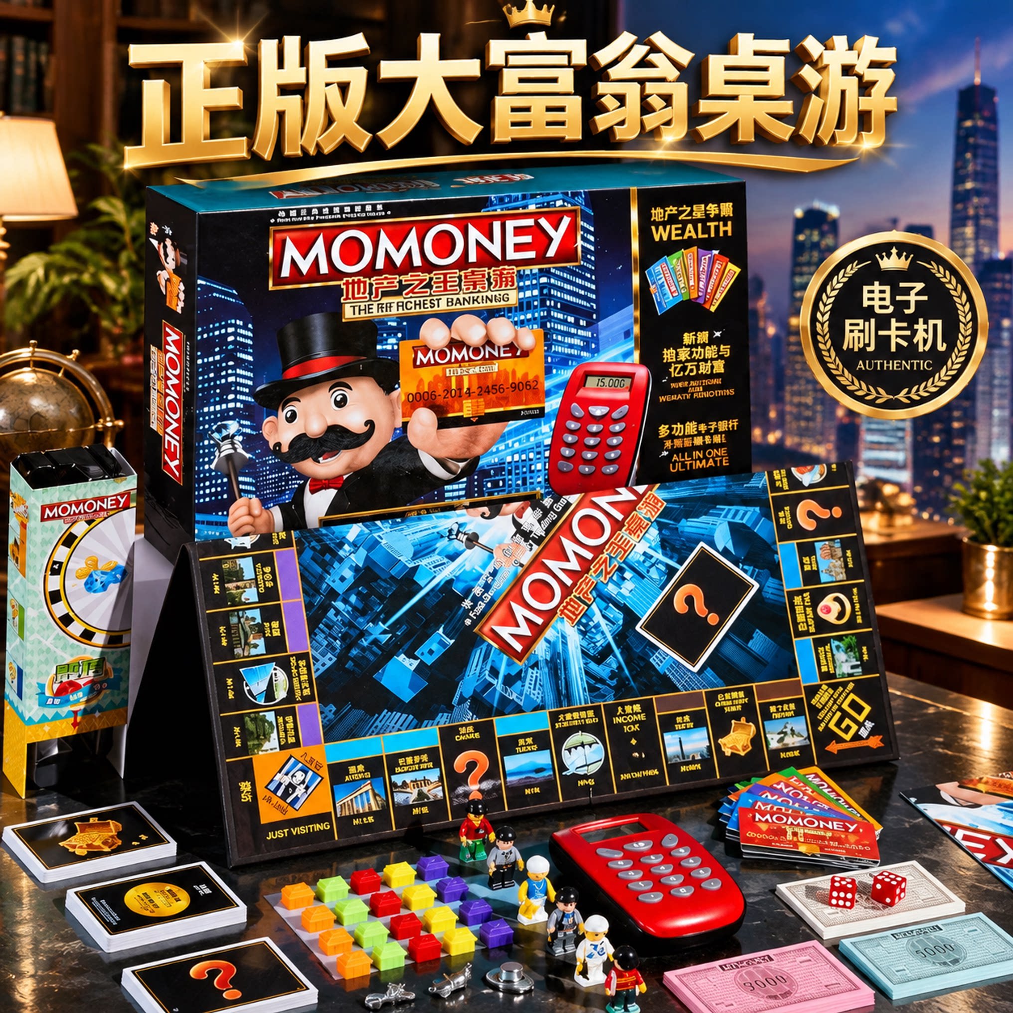 正版大富富翁世界之旅豪华版儿童益智桌面游戏棋盘刷卡桌游玩具