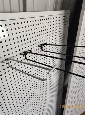 洞洞板孔板挂钩超市货架挂钩带标价签3.2间距白色黑色双线挂钩