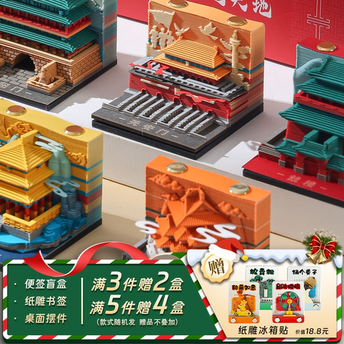 中轴线纸雕日历便签文创纪念礼品