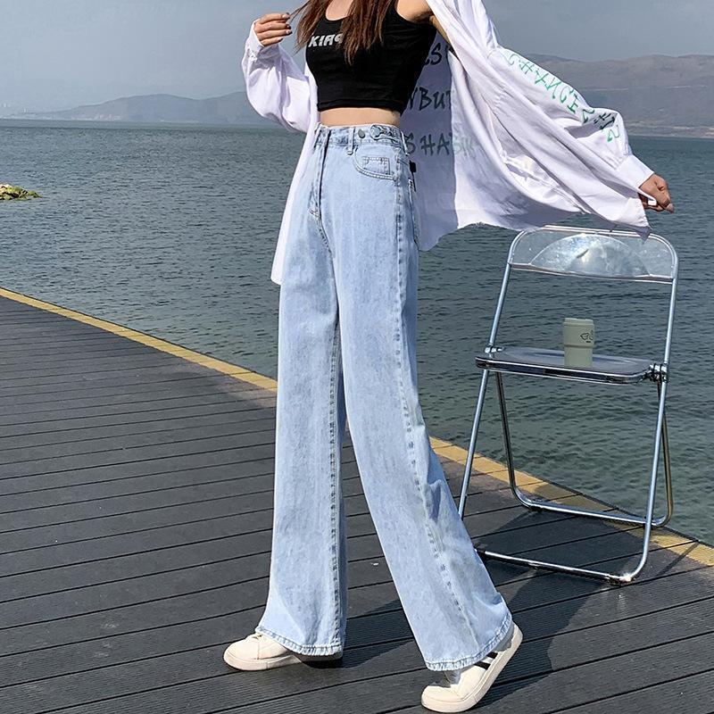 裤子高腰女阔腿拖地显瘦