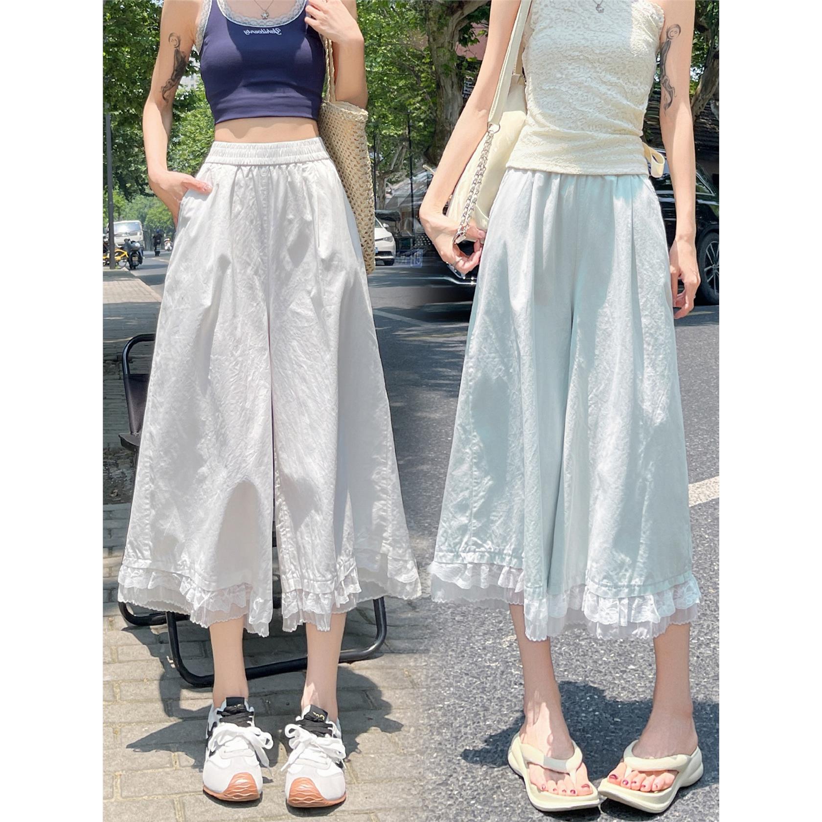 洗水棉冰丝阔腿裤女夏季