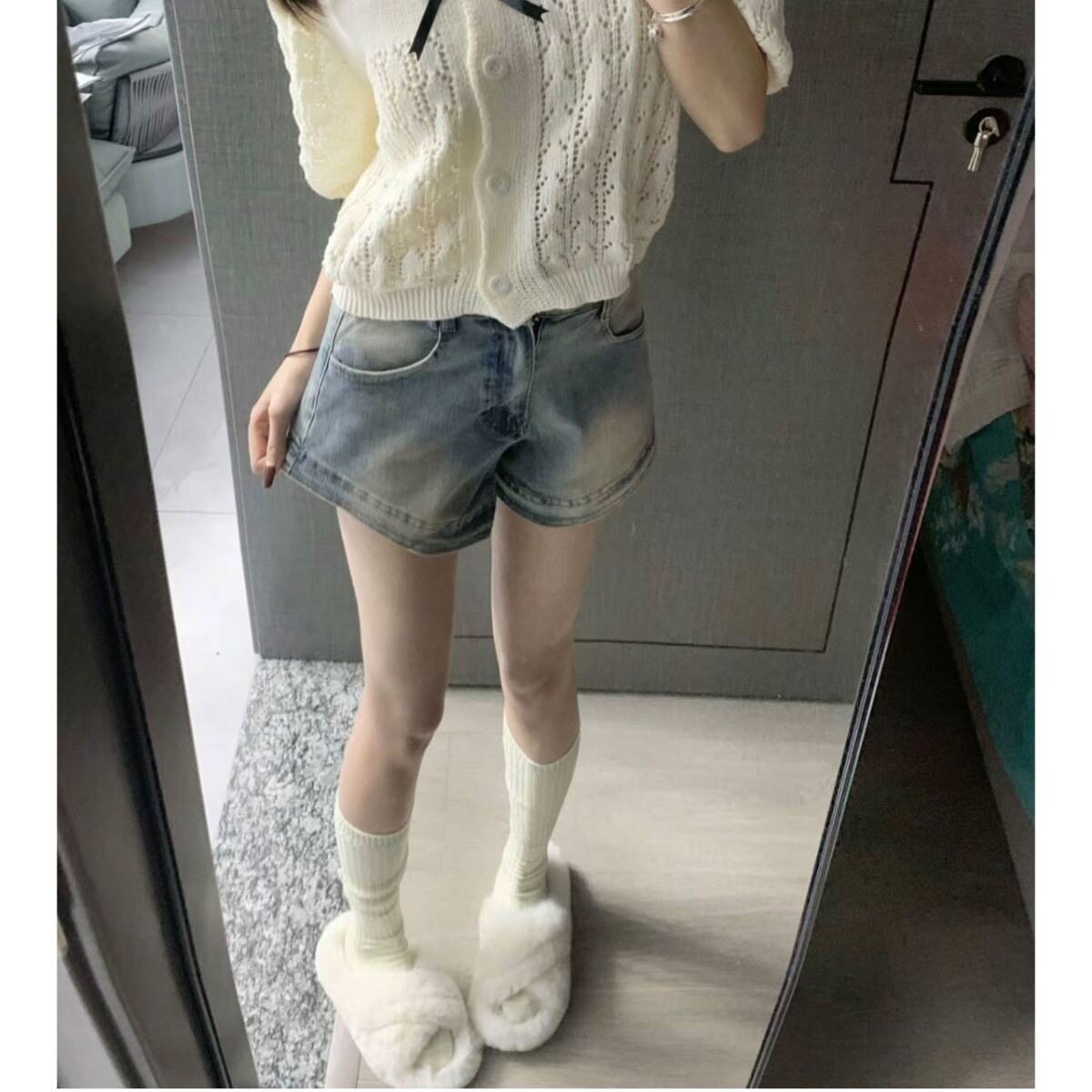 美式复古牛仔短裤女春夏