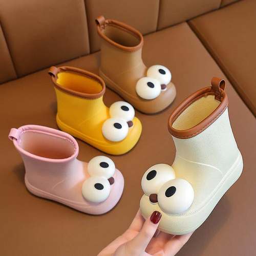 儿童雨鞋大眼仔女款男孩雨靴宝宝水鞋软底防滑男女童幼儿防水胶鞋