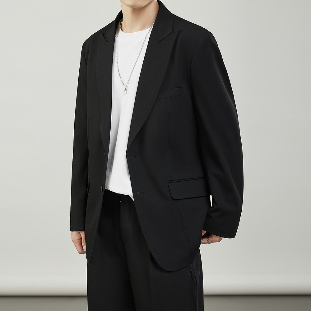 廓形西装套装男士微阔宽松高级感慵懒风垂感两粒扣休闲西服外套潮