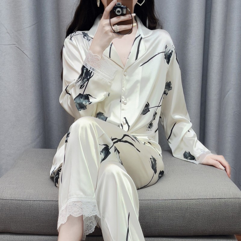 维多利亚真丝睡衣女花卉可外穿