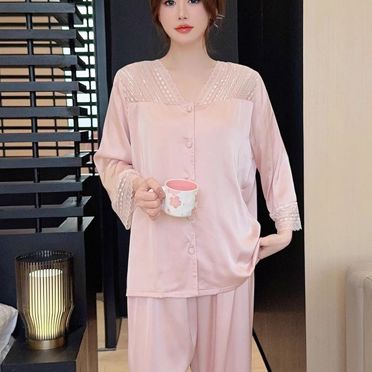 维多利亚真丝睡衣女夏季薄款套装
