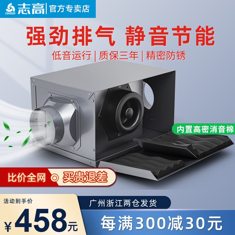 志高静音管道风机商用柜式离心工强力抽风排气扇业大功率厨房排烟