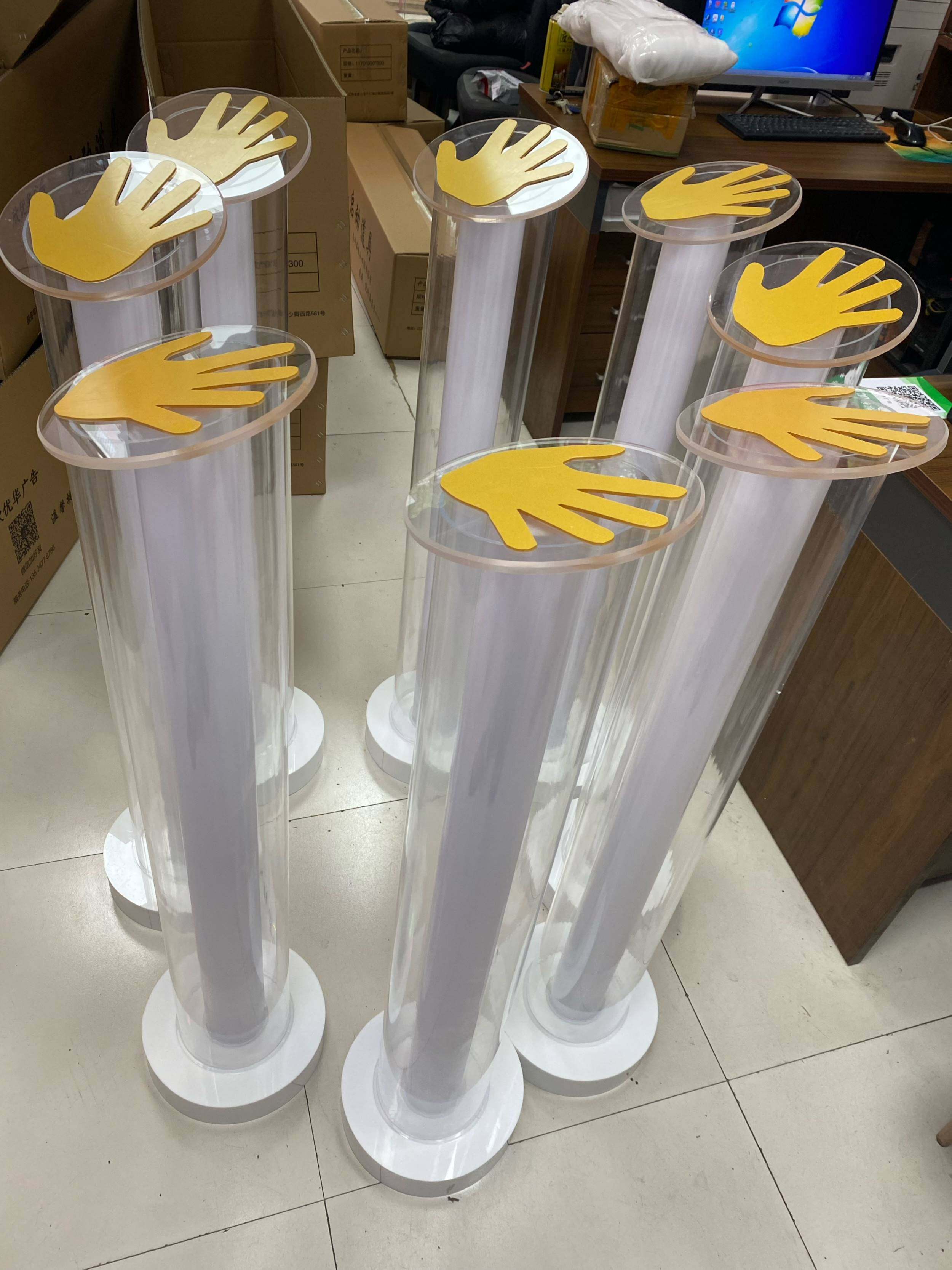 开幕庆典活动发光手印启动立柱亚克力手掌立柱启动仪式道具灯光柱