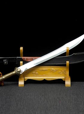 龙泉市刀剑高锰钢牛尾刀手工锻打一体清腰刀冷兵器宝剑收藏未开刃