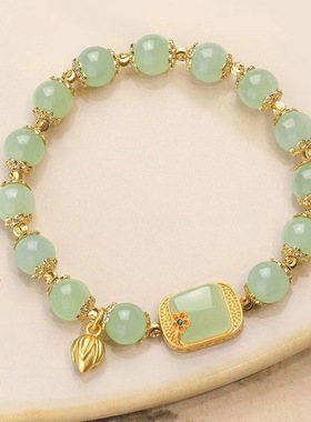 轻奢新中式方糖莲花串珠手链转运珠女小众设计精致闺蜜手饰送