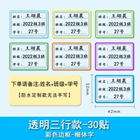 Прозрачный нижний имени+класс+номер школы [30 наклеек]