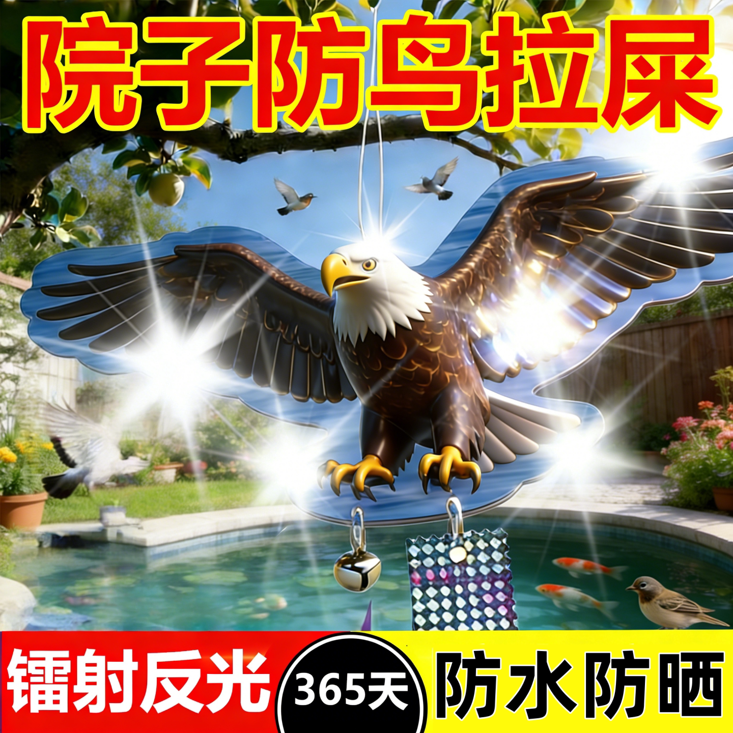 院子花园驱神器鸟猫头鹰镭射反光驱器鸟户外吓鸟专用彩带防鸟赶鸟