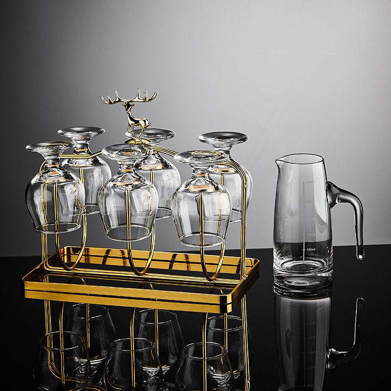 水晶玻璃洋酒杯白兰地杯威士忌酒家用白酒杯套装矮脚红酒杯大肚杯