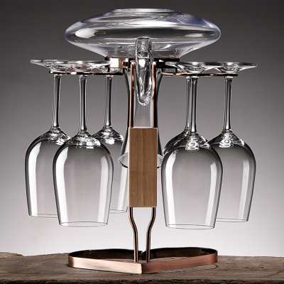 红酒杯套装家用水晶玻璃酒具葡萄酒醒酒器一体杯架创意6只高脚杯