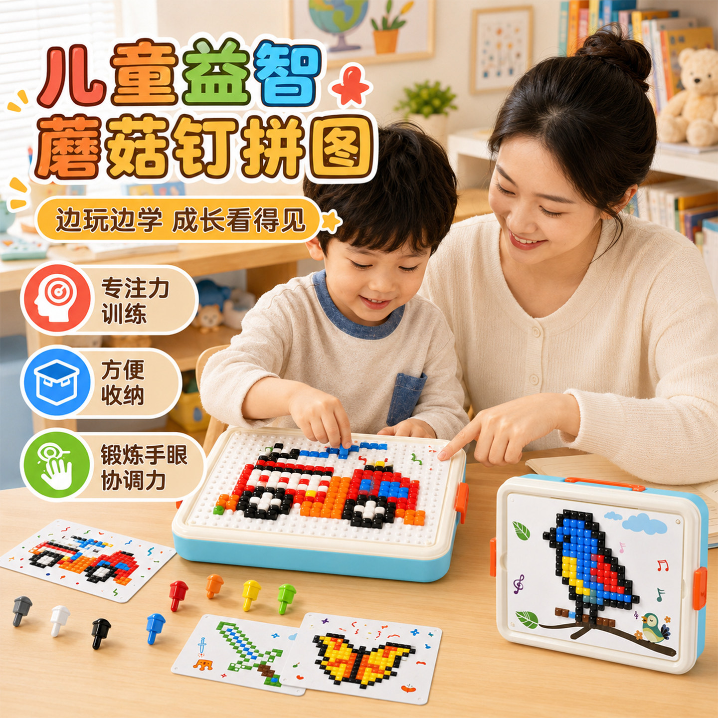 蘑菇钉3D立体拼图积木520钉