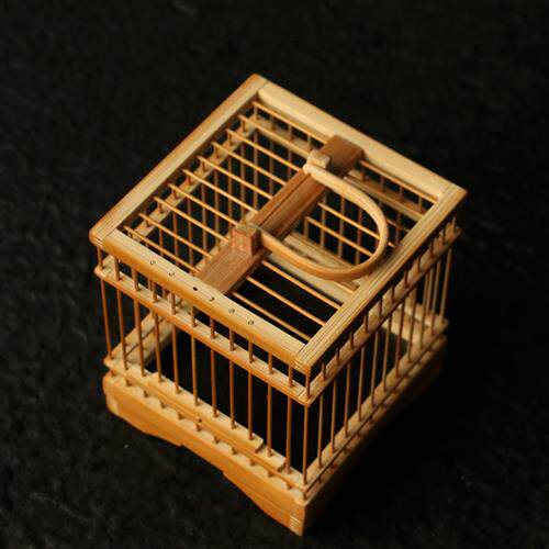 精品纯手工制作方形老玉竹蝈蝈笼竹制竹丝虫笼蛐蛐笼叫罐竹虫具