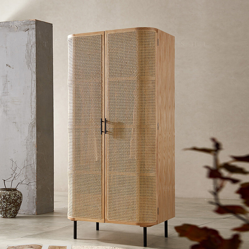 藤编大师北欧藤编纯实木设计原木小户型卧室简约艺术收纳衣柜家用