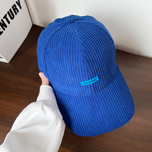 秋冬保暖硬顶灯芯绒棒球帽子女韩版潮牌时尚情侣百搭遮阳鸭舌帽男