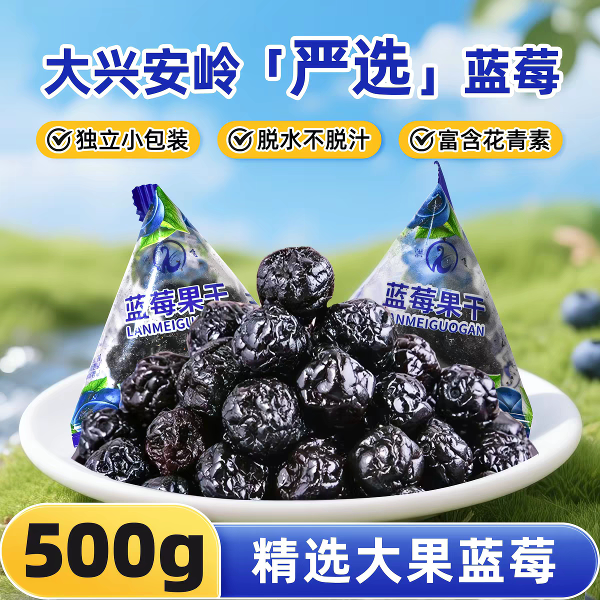 蓝莓干大兴安岭蓝莓果干独立小包装脱水不脱汁富含花青素干净无糖
