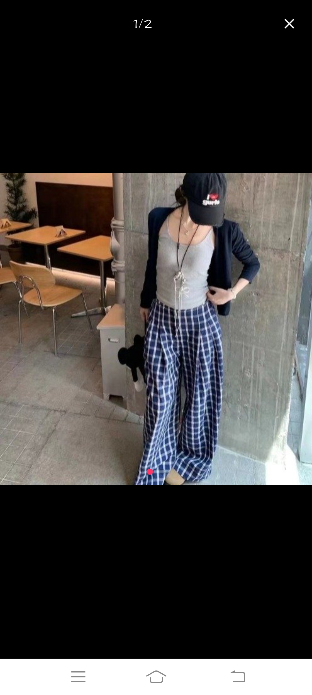 桃禧家大码胖Mm吊带背心女秋季长袖衬衫早秋格子阔腿裤三件套