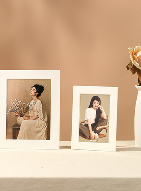 HIMORE海马体简约白色相框摆台人像照片框高级感桌面创意装饰画框