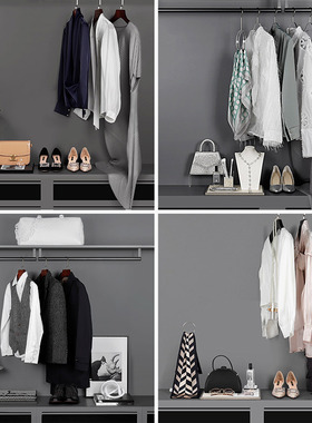 轻奢北欧样板间衣帽间软装样板房衣柜摆件样品衣服高跟鞋搭配装饰