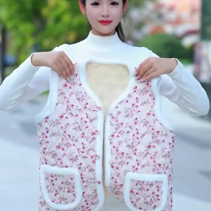 妈妈碎花马甲不起球欧棉