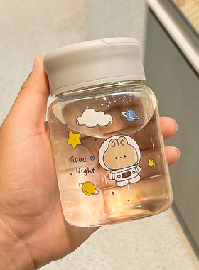 小巧便携学生女士耐高温杯子可爱卡通迷你小玻璃杯女高颜值小容量
