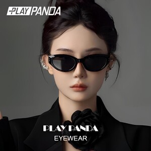 PLAYPANDA猫眼墨镜女2026新款方圆脸近视偏光遮阳防紫外线太阳镜