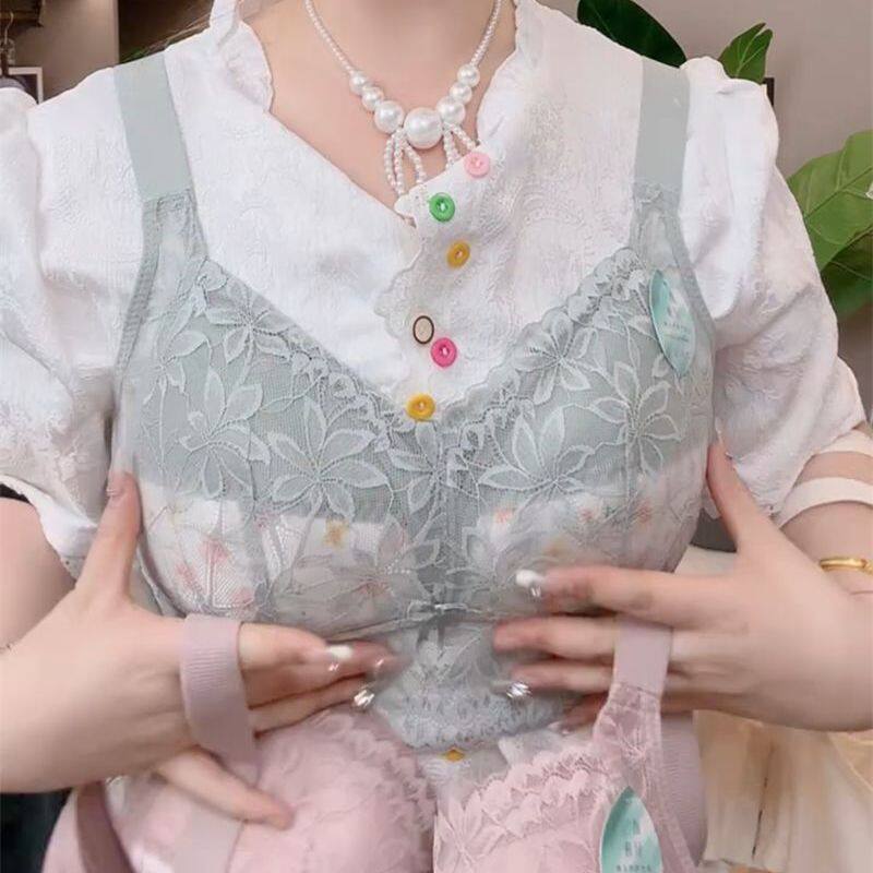 大胸大罩杯田园碎花舒适