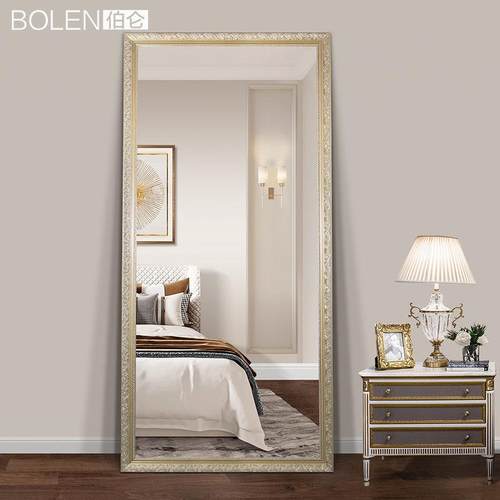 伯仑穿衣镜欧式实木落地镜子带支架家用全身镜壁挂式卧室试衣镜