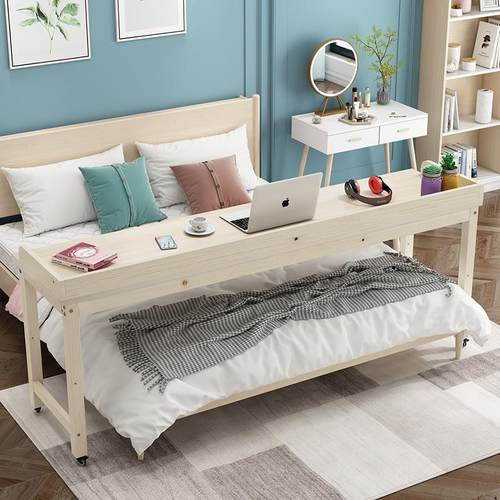 实木跨床桌可移动懒人桌子床上电脑桌学习桌简约卧室小桌子床尾桌