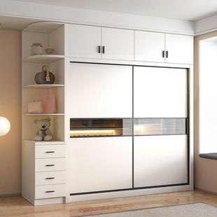 北欧推拉门衣柜简约现代组装 家用卧室移门衣橱小户型收纳储物柜子