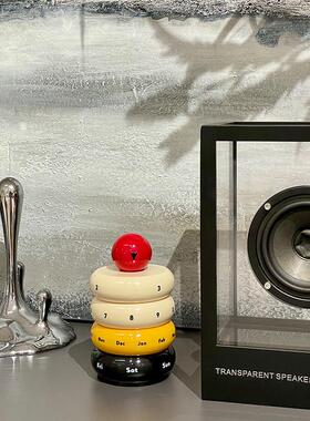 北欧风复古撞色旋转日历中古设计家居装饰品玄关创意台历桌面摆件