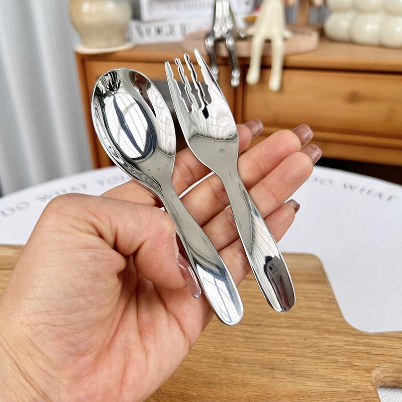 316不锈钢便携勺叉带收纳盒宝宝可爱叉子勺子儿童套装学生餐具