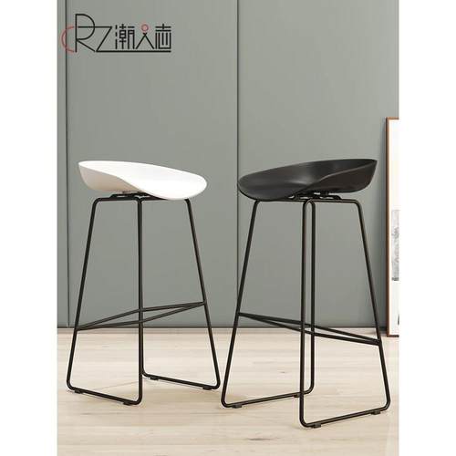 吧台椅子简约现代吧台凳家用高脚凳铁艺高椅子金属酒吧前台高凳子