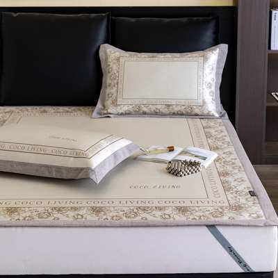 高端夏季冰丝席凉席三件套床单床笠款可机洗水洗家用软席子空调席