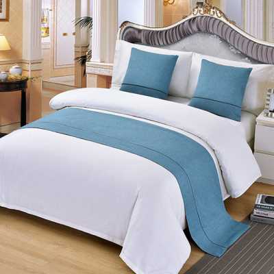 酒店样板房纯色轻奢床上用品床旗北欧现代简约素色民宿床尾巾床盖