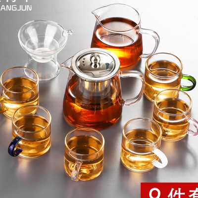 玻璃功夫茶具套装家用日式茶杯茶壶套装简约客厅办公室喝茶泡茶壶