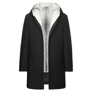 十字貂内胆中长款派克服尼克服保暖加厚保暖外套大衣男环保皮草潮