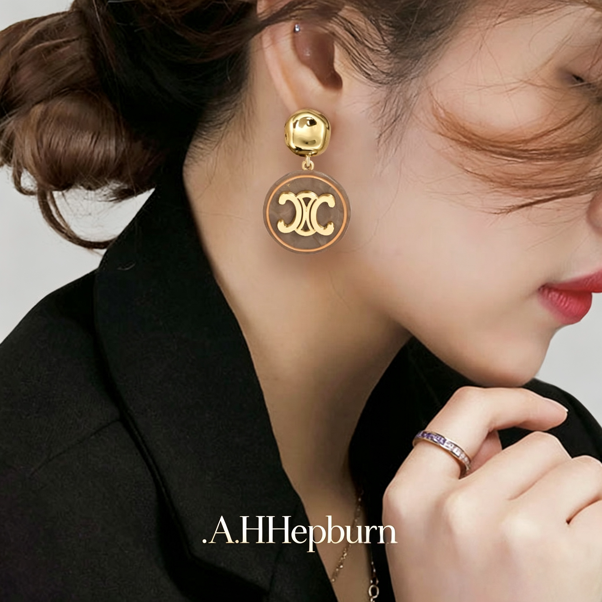 A.DHepburn高奢名媛字母耳环轻奢