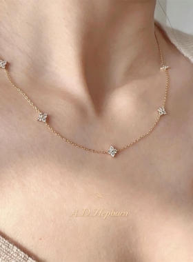 A.DHepburn花朵项链优雅百搭