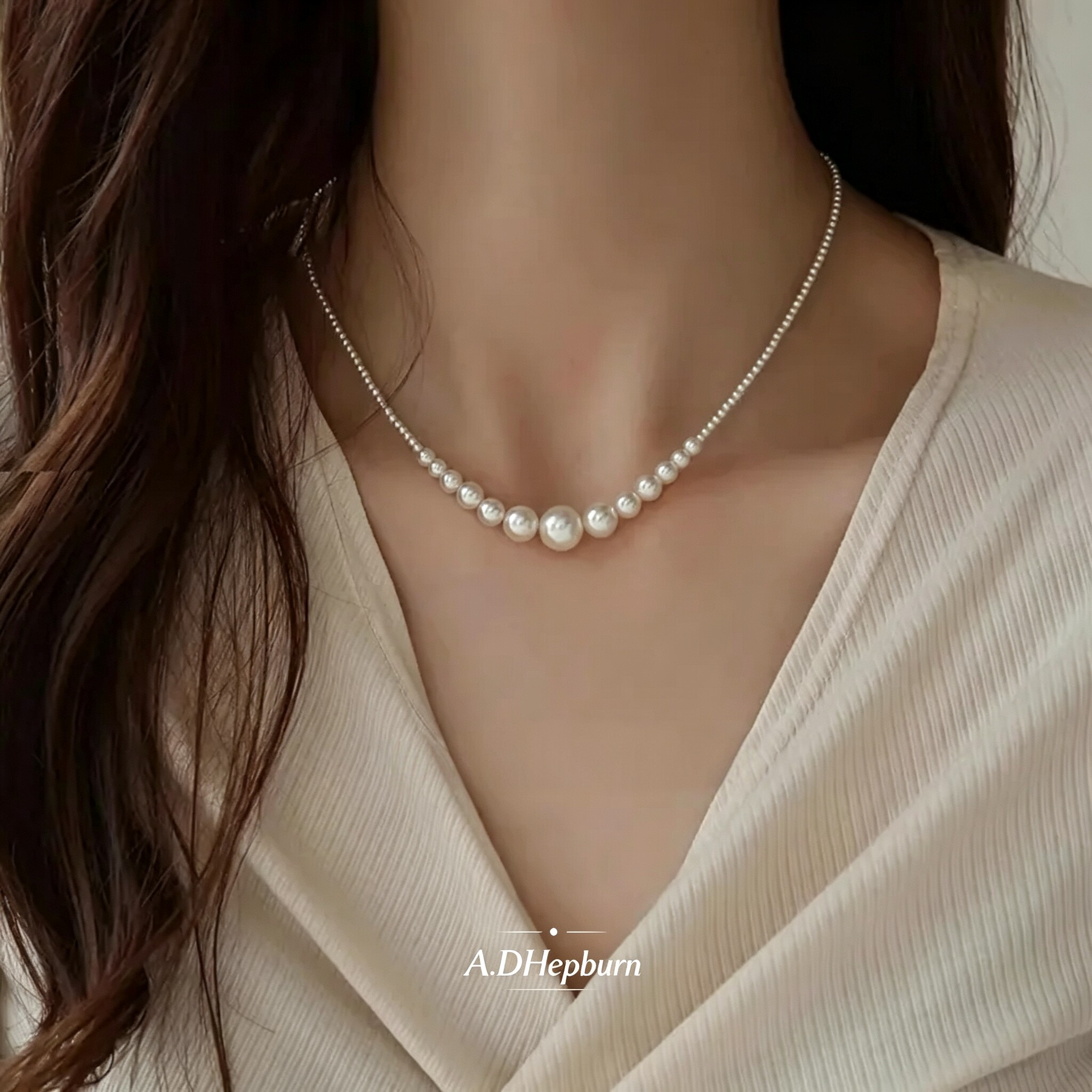 A.DHepburn珍珠锁骨链百搭轻奢女