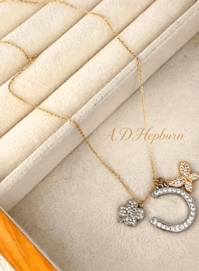 A.DHepburn满钻蝴蝶项链女
