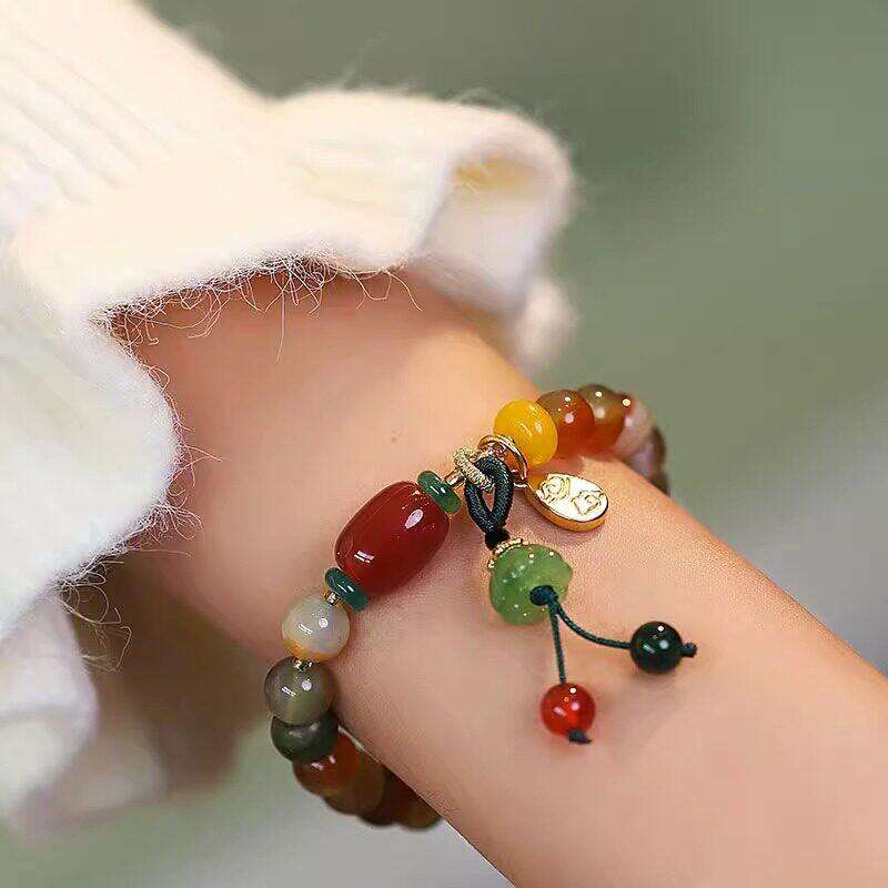复古小众玛瑙多色串珠手链