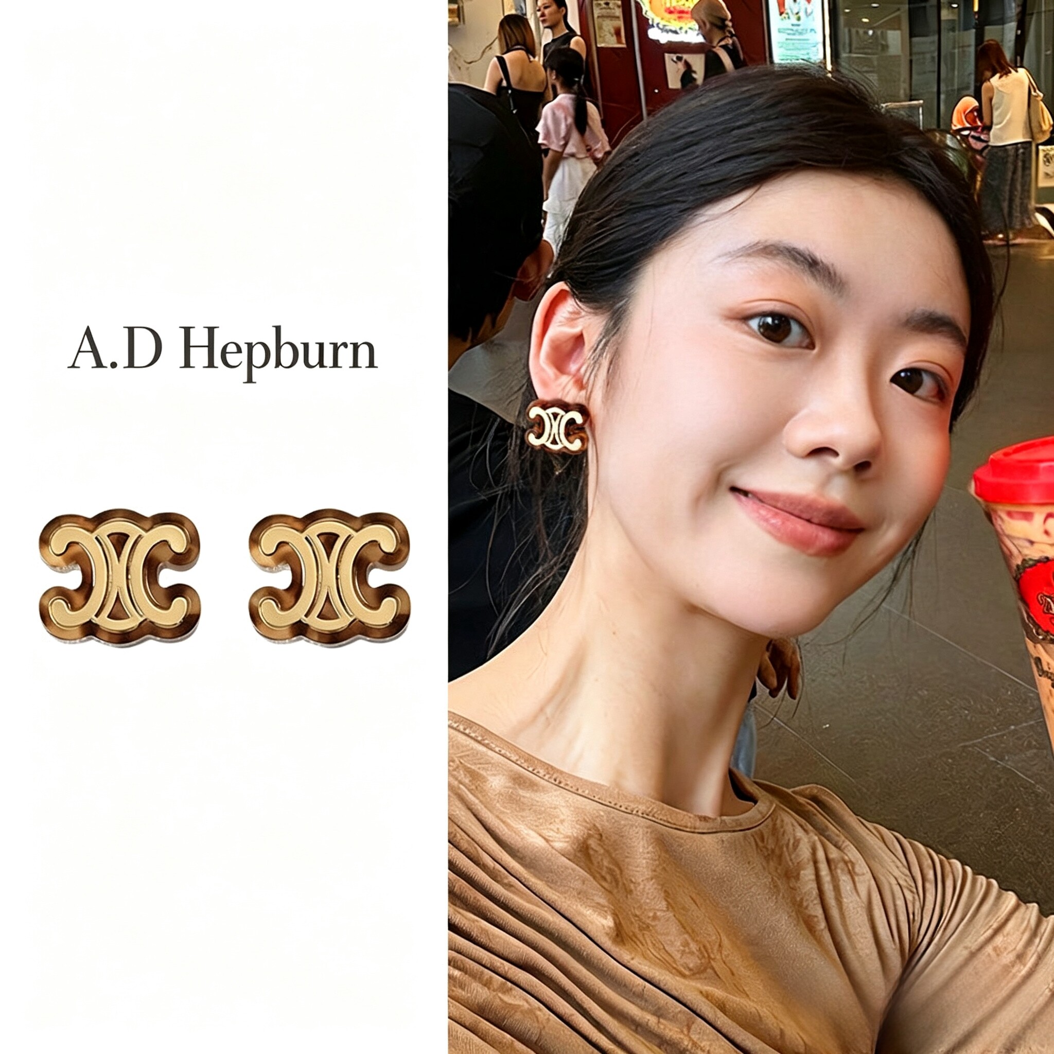 A.DHepburn双C欧美独特香风耳钉