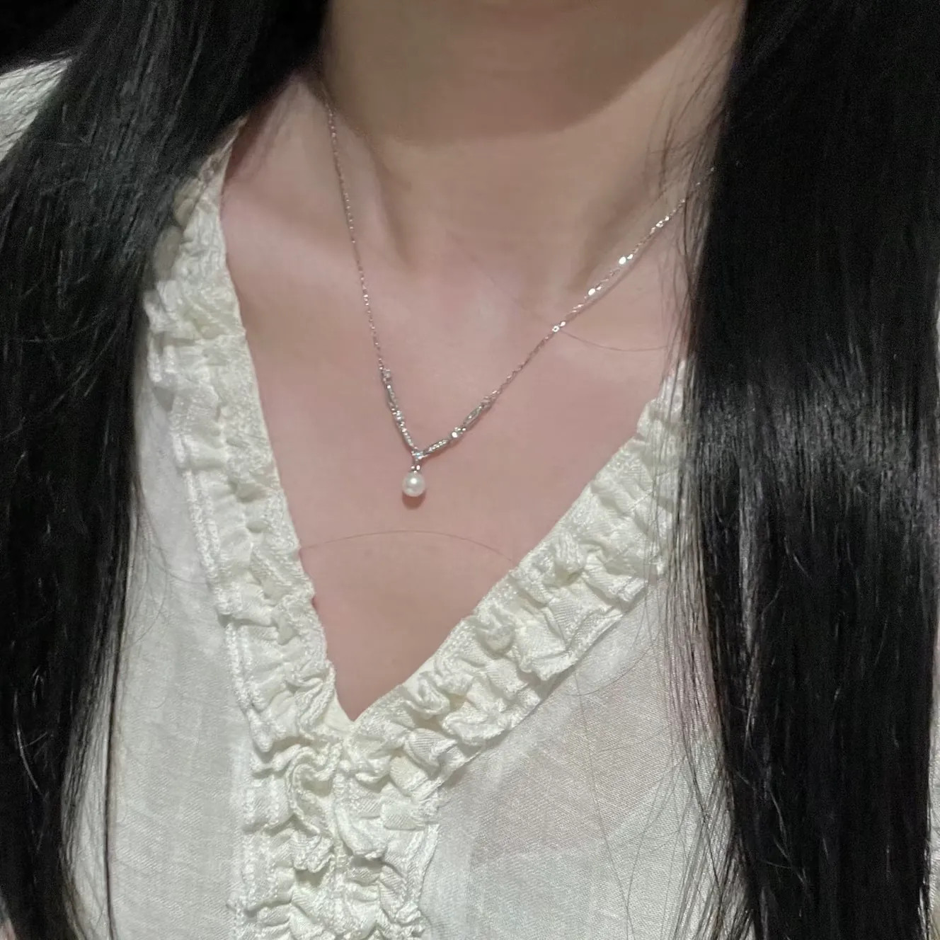 A.DHepburn珍珠笑脸锁骨链女轻奢