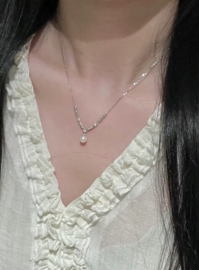 A.DHepburn珍珠笑脸锁骨链女轻奢