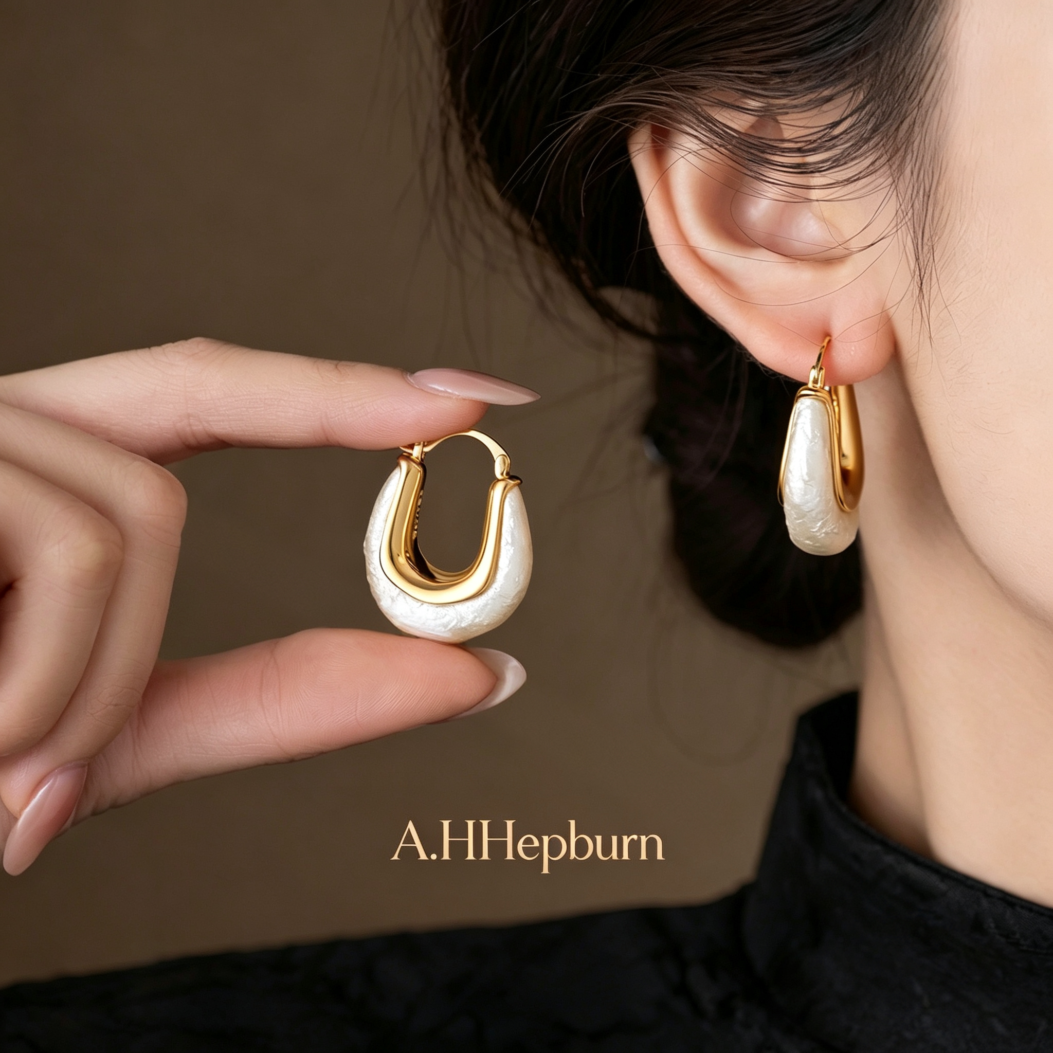 A.DHepburn巴洛克珍珠耳环轻奢女